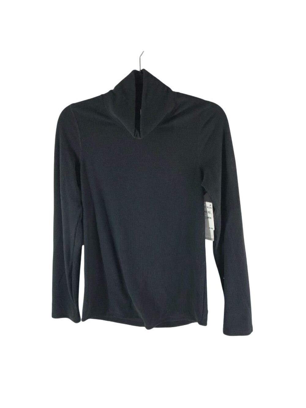 Zella Womens Top Waffle Knit Mock Neck Long Sleeve Black S